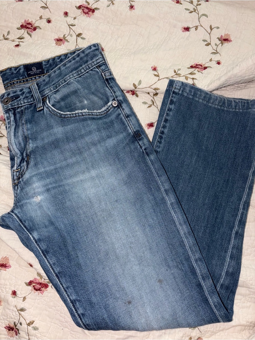 Adriano Goldschmied Light Blue Denim Jeans with Gold Stitching